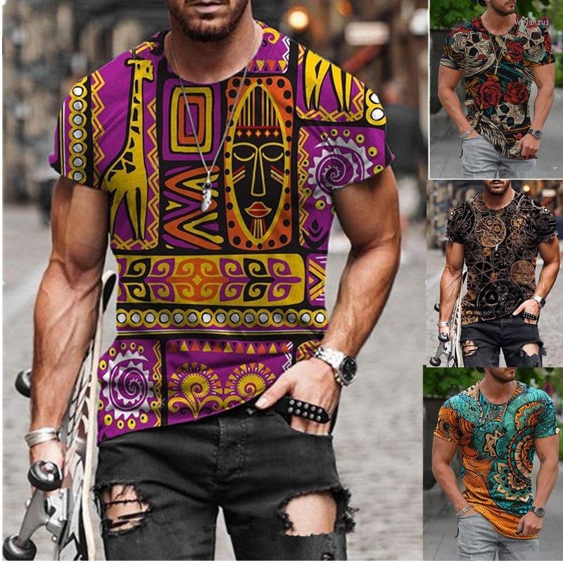 

Men' T Shirts 2022 Summer European And American Men' Fashion Personality Printing T-shirt Street Hipster Casual Short-sleeved Top