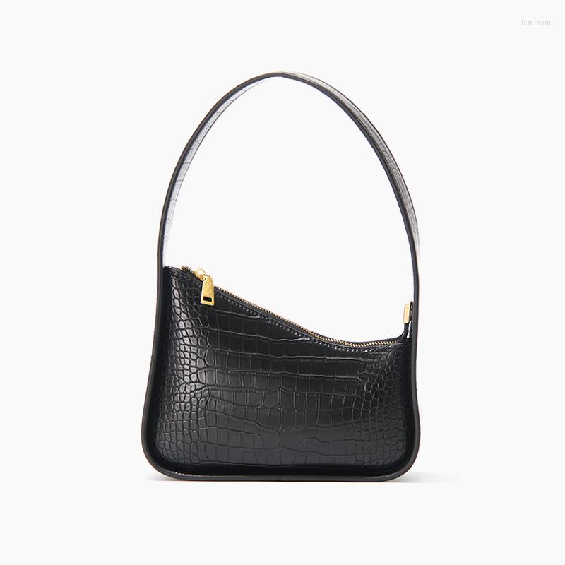 

Evening Bags Cute Black Bag One Shoulder Handbag Women's Female Fashion Crocodile Feeling Face Wave Small Pure Solid Color Bolsa, 01