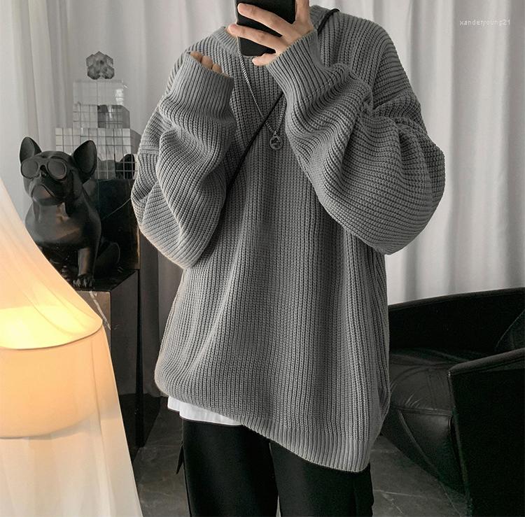 

Men's Sweaters Fashion Hong Kong-style Sweater Oversize Autumn Winter Male Youth Loose Korean Style Pullover Streetwear Men's, Black