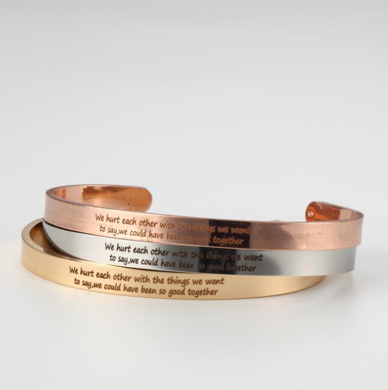 

Bangle Stainless Steel Cuff Engrave "we Hurt Each Other With The Things..." Inspirational Friendship Bracelet For Friends