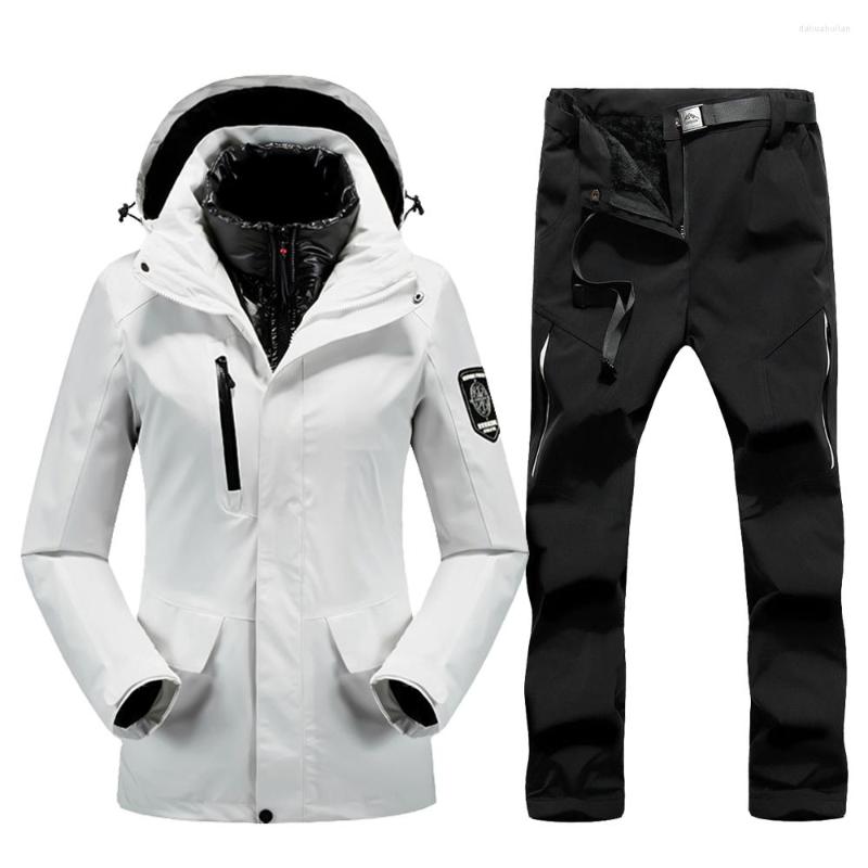 

Skiing Suits Thick Warm Winter Ski Suit For Women Windproof Waterproof Outdoor Snow Jackets And Pants Female Snowboard Tracksuits Brand, Black