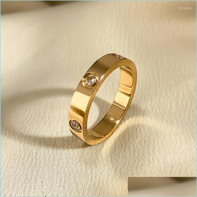 

Wedding Rings Wedding Rings Stainless Steel Crystal For Women Fashion Titanium Bague Femme Engagement Ring Lover Jewelryweddingweddi Dhw4W