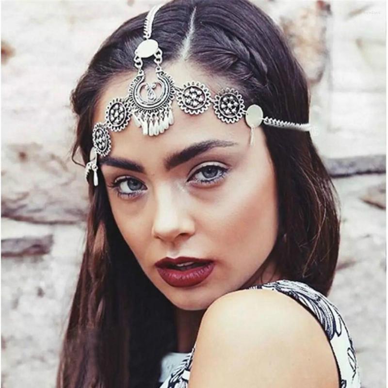 

Hair Clips Fashion Simple Retro Hollow Carved Tassel Accessories Vintage Silver Color Boho Ethnic Head Chain Jewelry For Women
