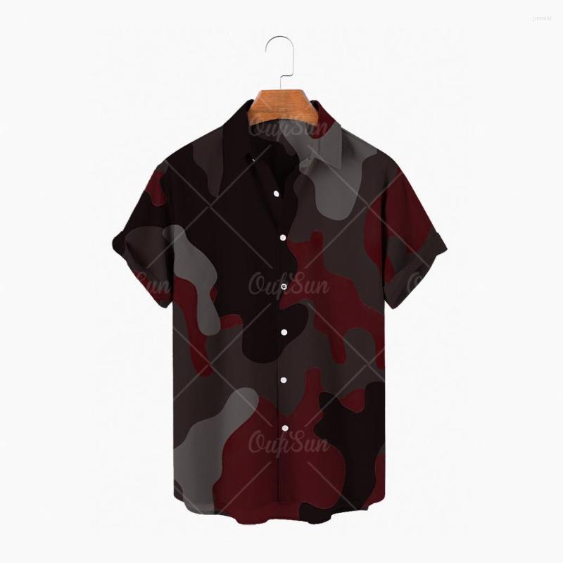 

Men' Dress Shirts Summer Men' Shirt Casual Camouflage Print Hawaiian Short-sleeved Button Lapel Harajuku, Zm-529