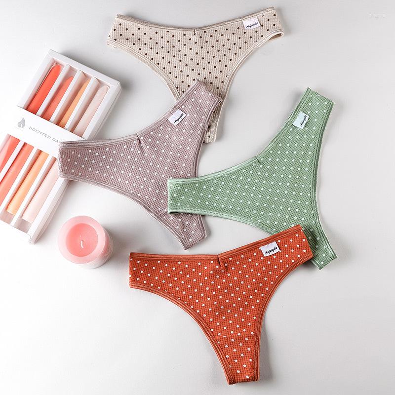 Women&#039;s Panties 3Pcs/set Women Cotton Thong Sexy V Waist G-String Comfortable Striped Ladies Soft Bikini Panty Female T-back-image-811727596