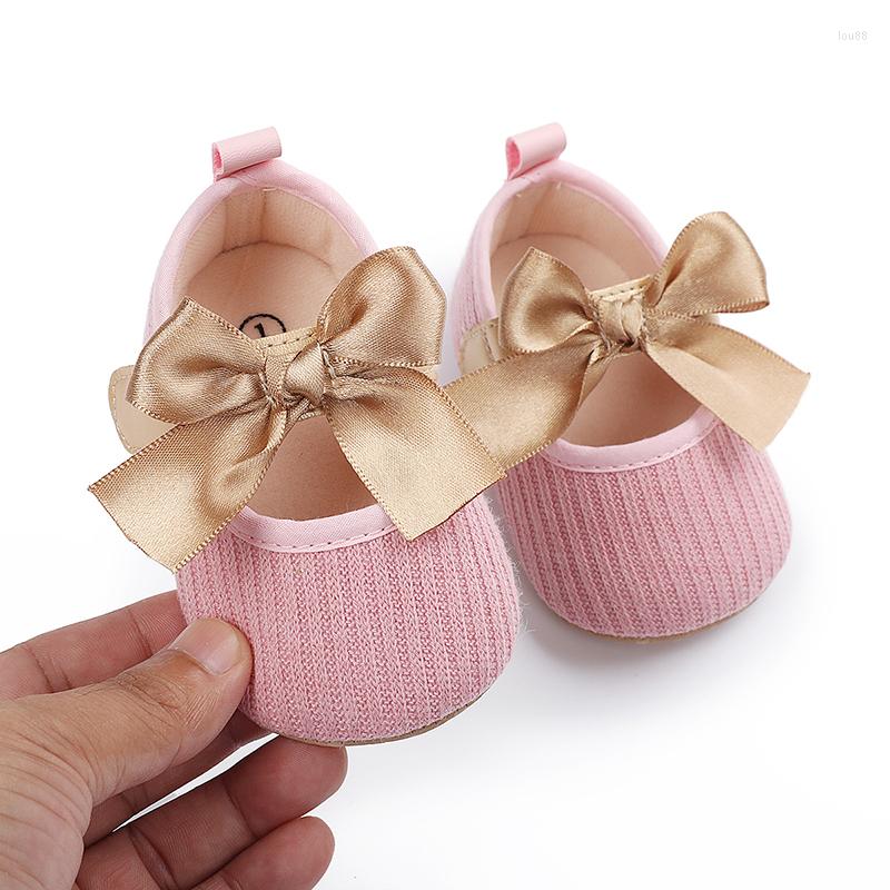 

First Walkers 2022 Fashiomn Born Princess Bowknot Shoes Infant Hollow Out Non-slip Prewalker With Hook And Loop Party Little Girls, Black