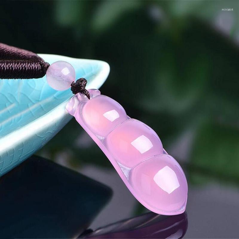 

Pendant Necklaces Natural Colorized Chalcedony Pink And Yellow Sauteed Green Beans Of DIY Fashion Jewelry