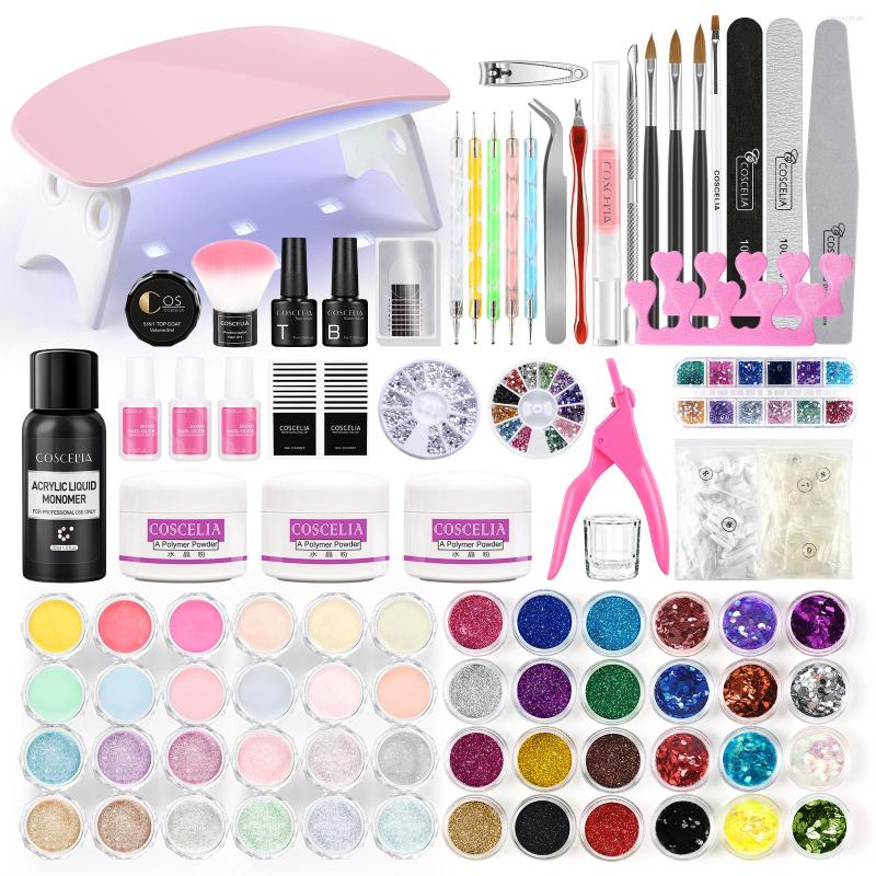 

Nail Art Kits Acrylic Nails Complete Kit Powder And Liquid Tips Glitter Brush File Manicure Set For Salon 3D Carving Design Tools