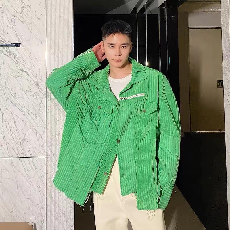 

Men's Jackets Men's Jacket Chic Niche Loose Casual Coats Model Patchwork Burrs Design Trendy Black Lapel Coat Korean Clothing Youth Man