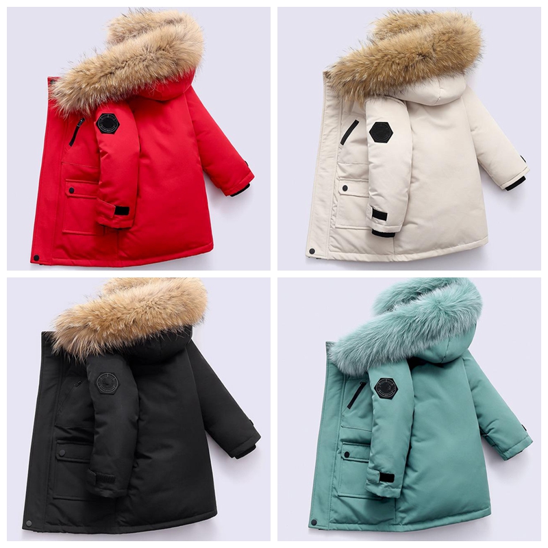 

Winter designer kids 2022 coat Down Jacket For Boys Real Raccoon Fur Thick Warm Baby Outerwear Coats 2-12 boys jackets Years Kid Teenage, Box