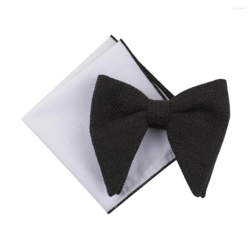 

Bow Ties Men's Wedding Party Groomsman Big Bowties Pocket Square Handkerchief Set