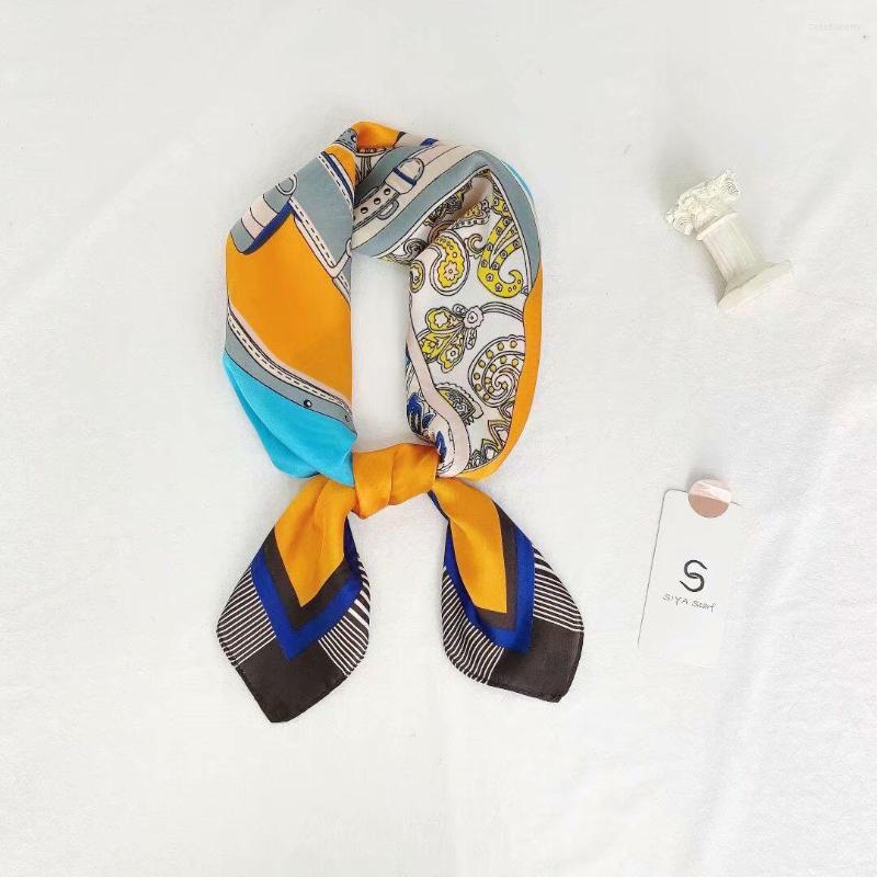 

Scarves 70 70cm Luxury Satin Silk Head Girls Fashion Kerchief Hair Square Headband Neck Bag Accessories Ladies Dropship Wraps