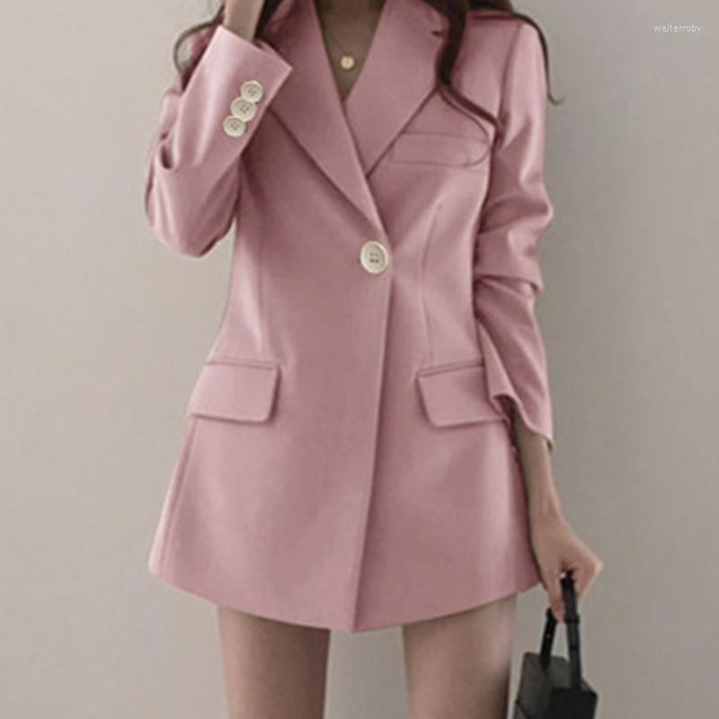 

Women' Suits 2022 Autumn Women' Solid Color Ladies Small Suit Black Cardigan Slim Jacket Korean Version One Button Women
