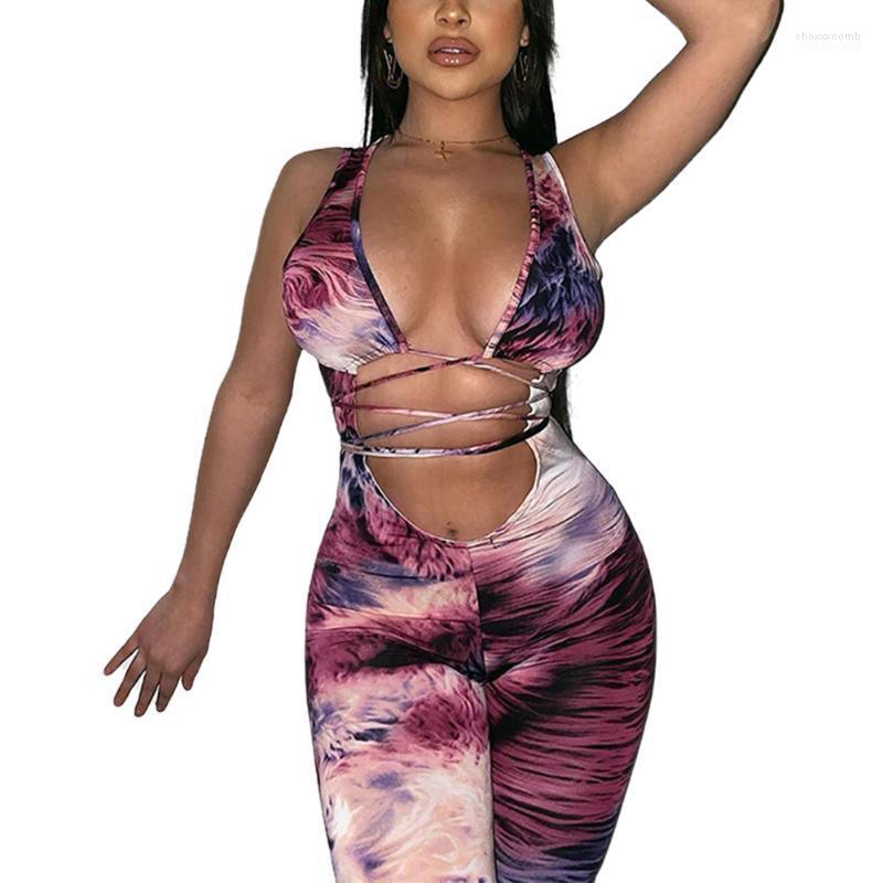 

Women' Jumpsuits Women' & Rompers Gradient Print Sleeveless Strap Jumpsuit Trousers Sexy Women Bodycon Slim Summer Causal O-neck, Purple