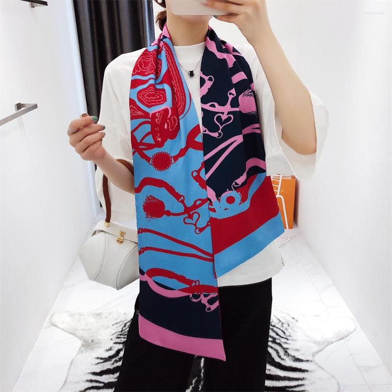 

Scarves 160cm Rope Tassel Cashew Twill Scarf Double-deck Women Tie Head Silk & Wraps Neckerchief For Ladies