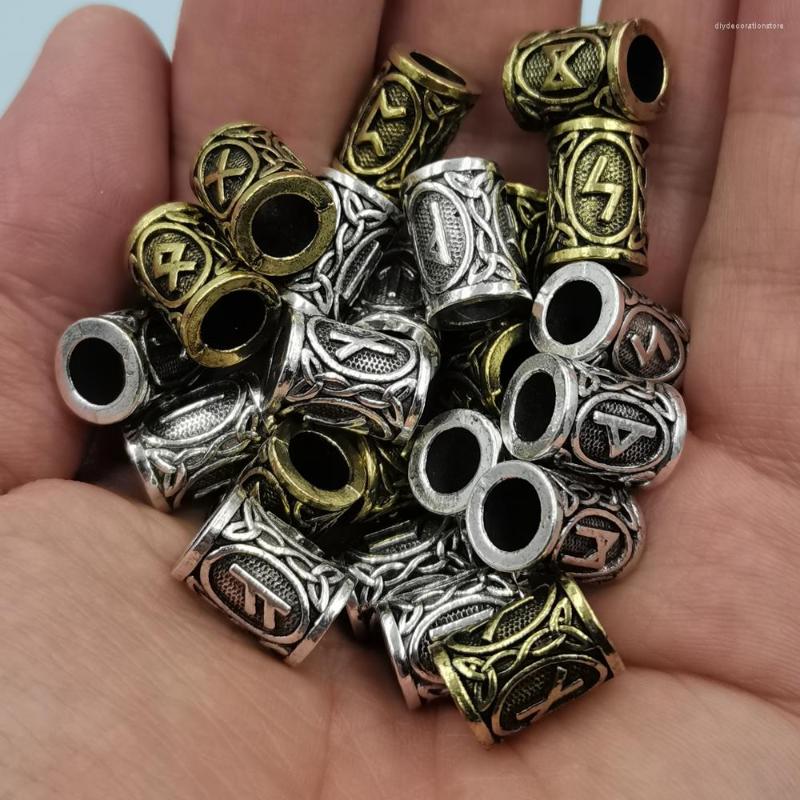 

Charms 24pcs/lot Viking Runes Beads TIWAZ TYR Sol Rune Odal Futhark Pendant For Hair Bead Bread Ring Jewelry