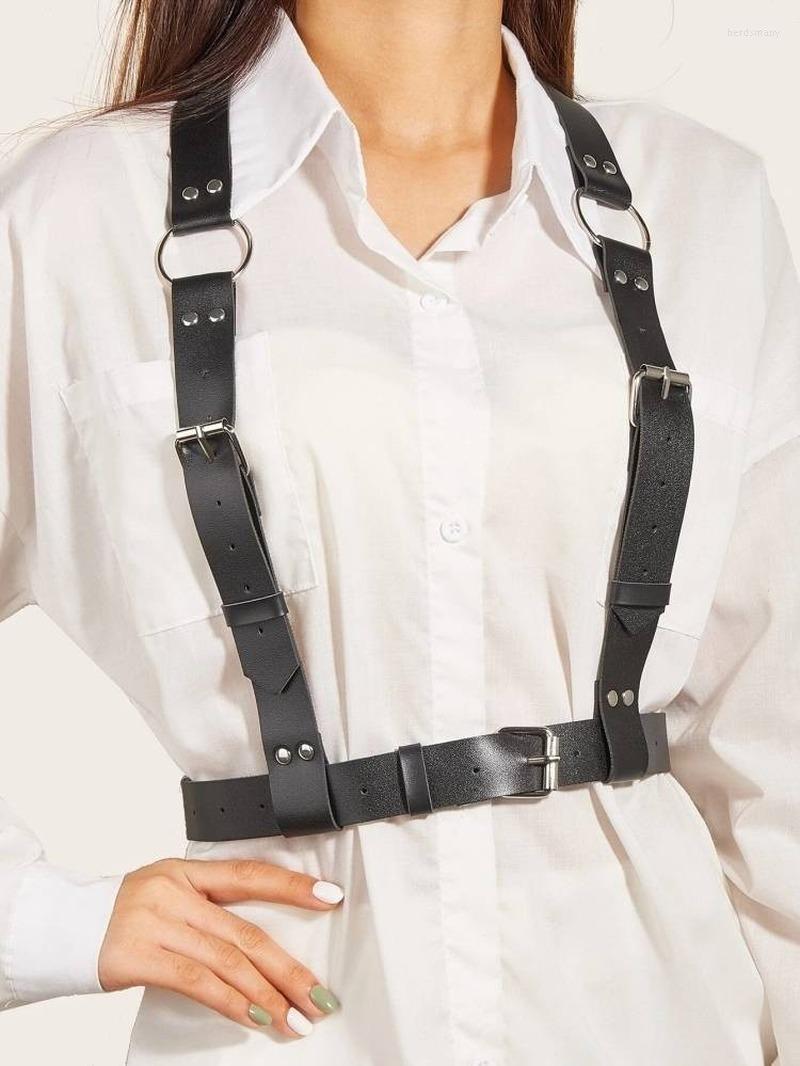 

Belts European And American Street Shooting Fashion Ladies Girdle Punk Leather Pants Restraint Belt, Black