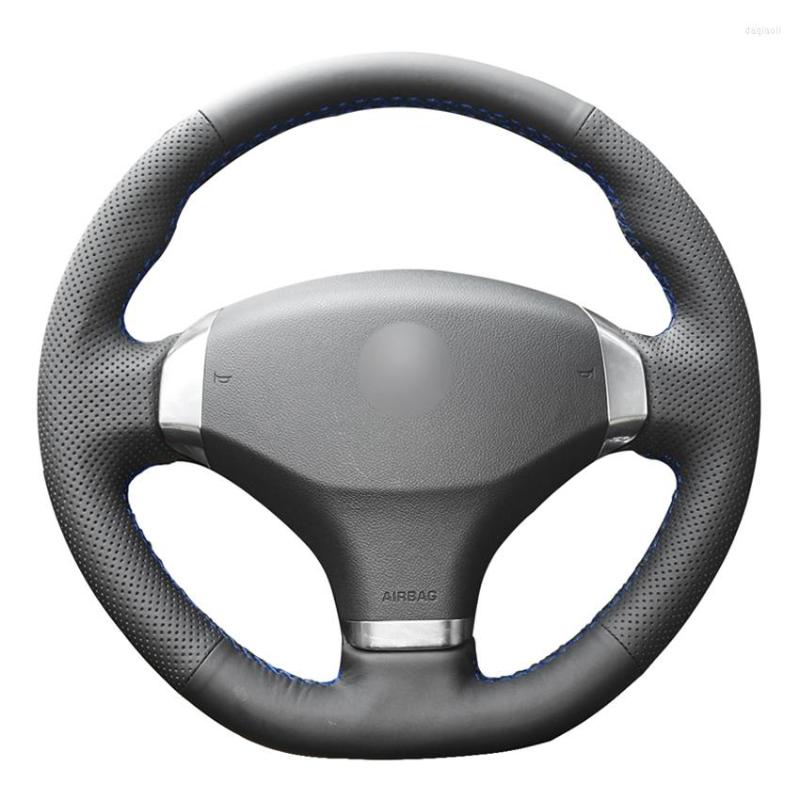 

Steering Wheel Covers Black PU Faux Leather Hand-stitched Car Cover For 2013 408
