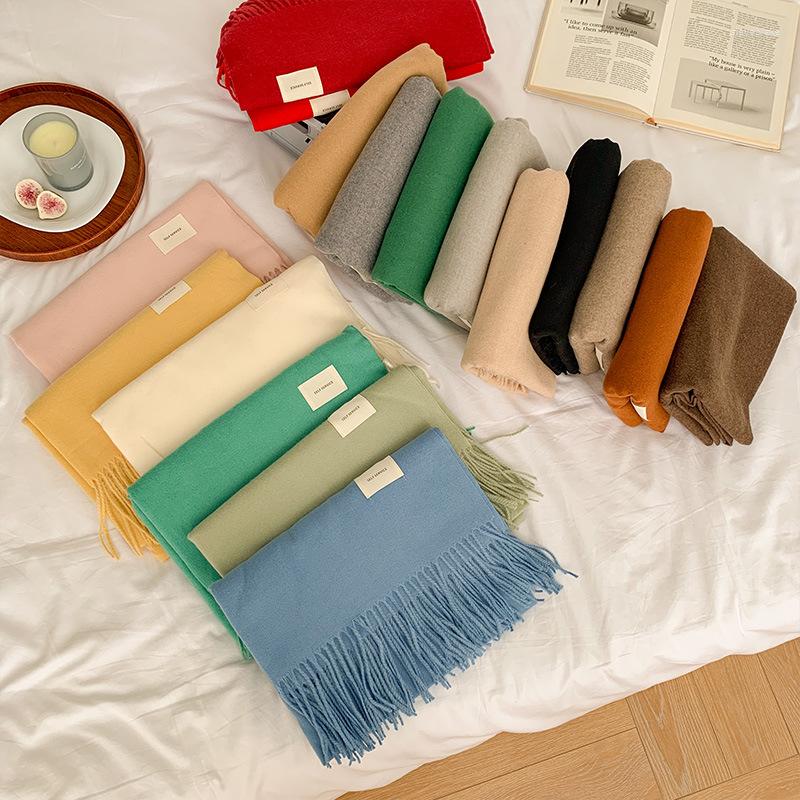 

Scarves Winter For Women Wool Tassel Shawls Warm Wraps Lady Thick Pashmina Blanket Cashmere Scarf Neck Headband Hijab Stole