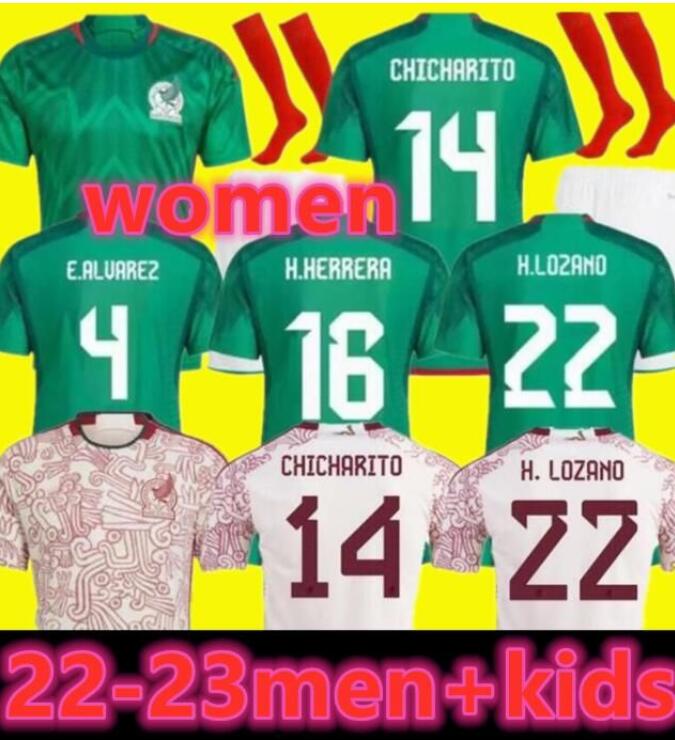 

22 23 Mexico Away soccer jersey H.LOZANO CHICHARITO RAUL LOZANO WORLD CUP 2022 fans player G DOS SANTOS Camisetas de futbol football shirt men women kids kit sets socks