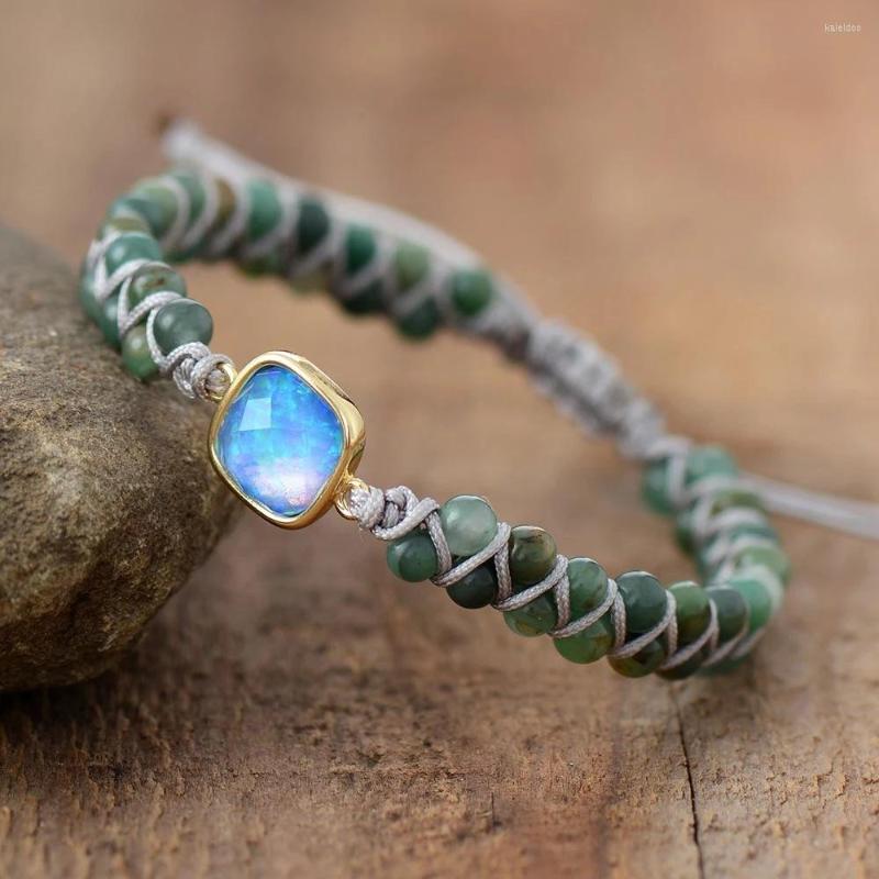 

Charm Bracelets BOEYCJR Braided Rope Natural Stone Bangles & Fashion Jewelry Colorful Beads Bracelet For Women