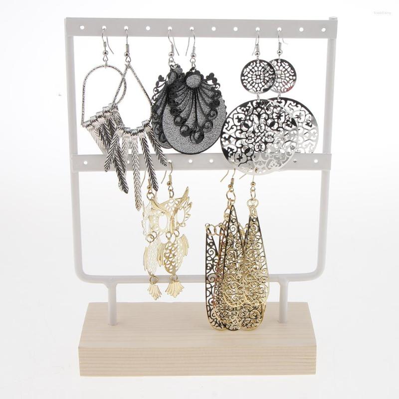 

Jewelry Pouches 2 Pieces 24 Holes Earrings Organizer Holder Necklaces Display Stand Two Layer Earring Necklace