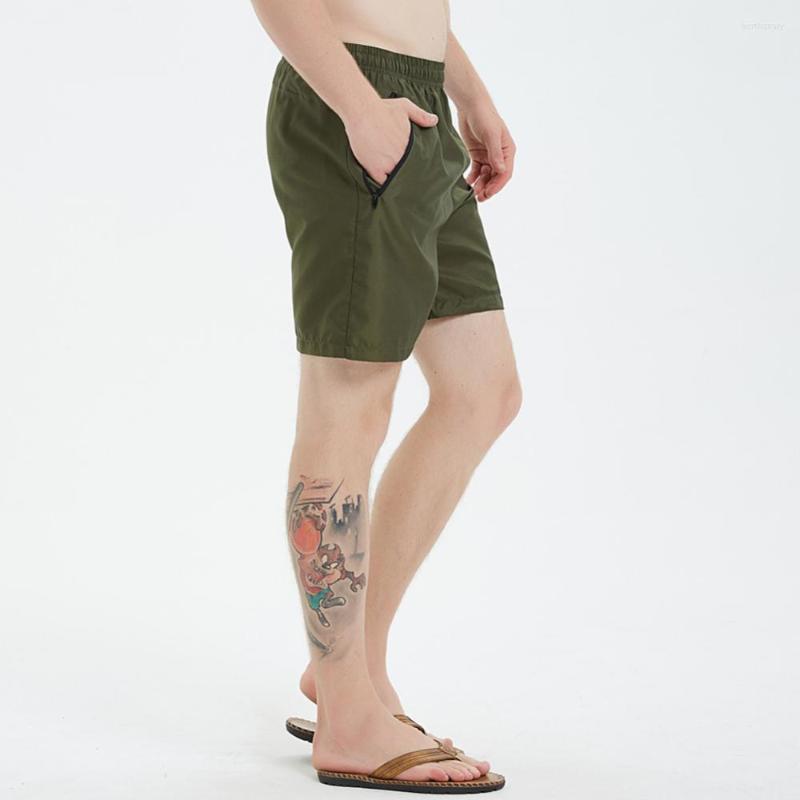 

Men' Shorts Quick Dry Sport Sports Swim Trunks Summer Men Drawstring Elastic Drying Pocket Beach Trekking/Travel, Army green black