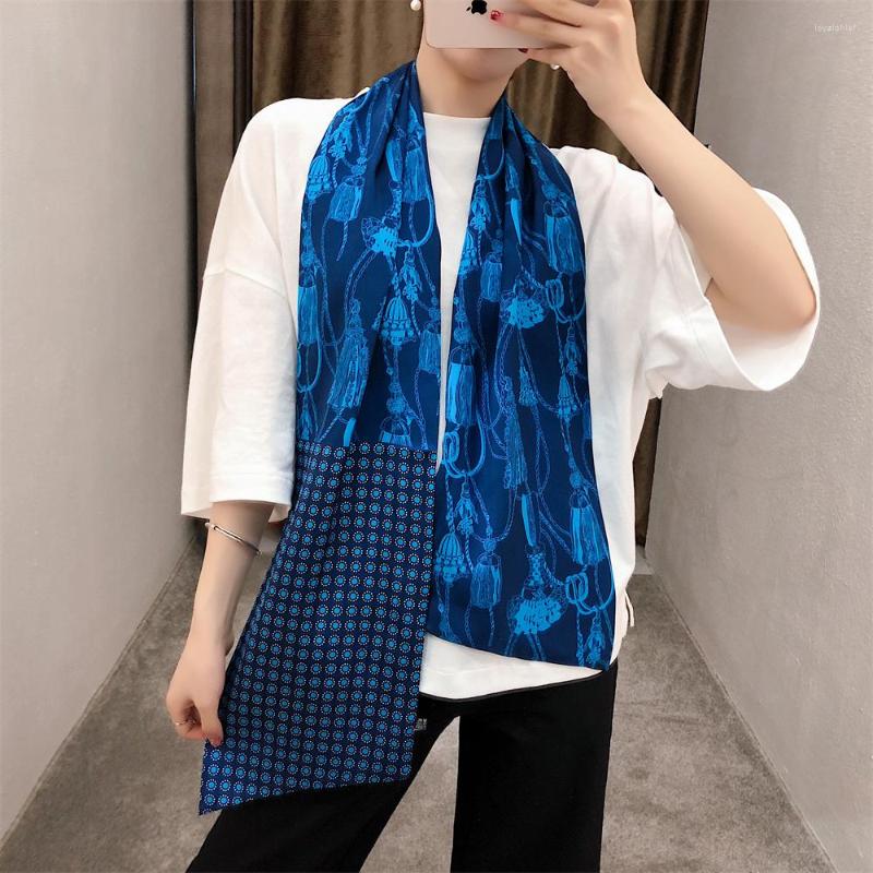 

Scarves 160cm Design Rope Tassels Twill Scarf Double-deck Women Tie Head Silk & Wraps Neckerchief For Ladies