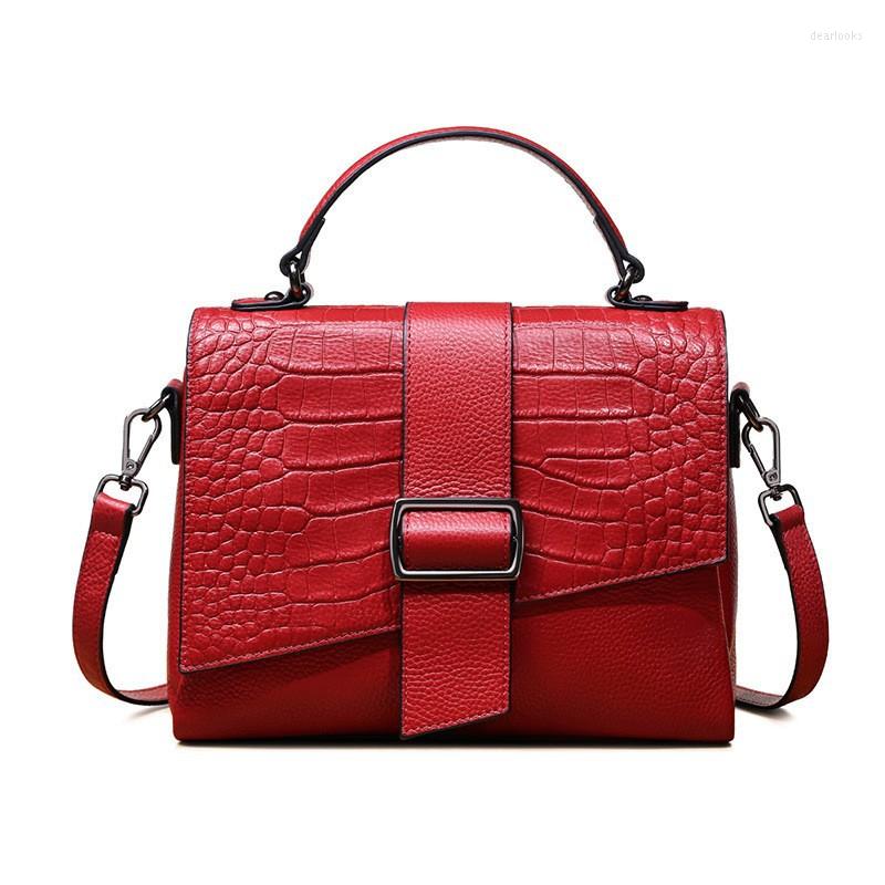 

Evening Bags Famous Messenger Bag Female Trendy Top Layer Cowhide Shoulder Ladies Totes Handbag Fashion Large-capacity Flap Square, Black