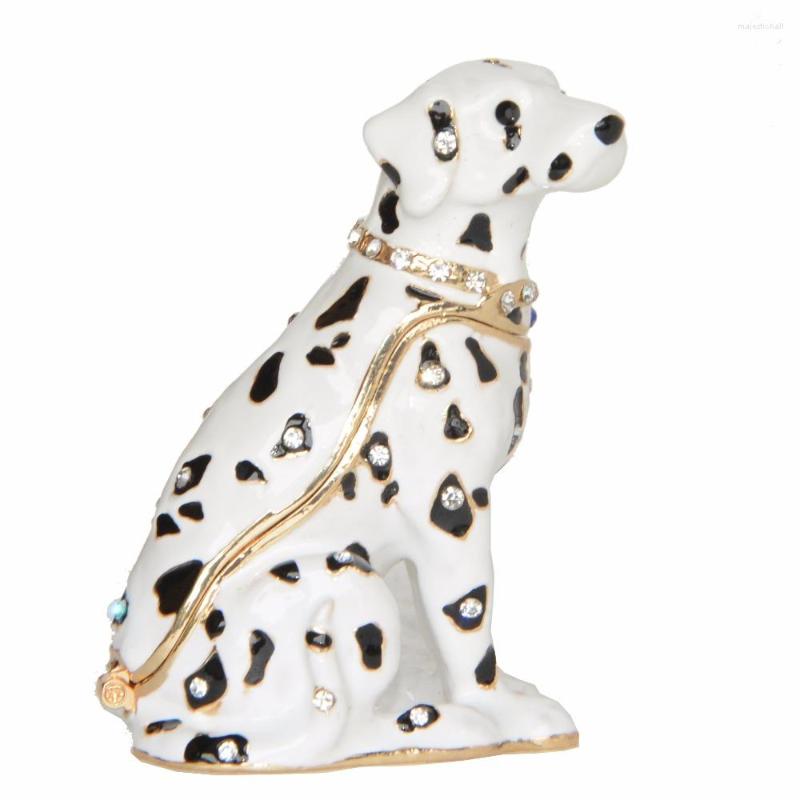 

Jewelry Pouches Jeweled Dalmatian Enameled Trinket Box Puppy Dog Figurine Metal Decoration Novelty Gifts