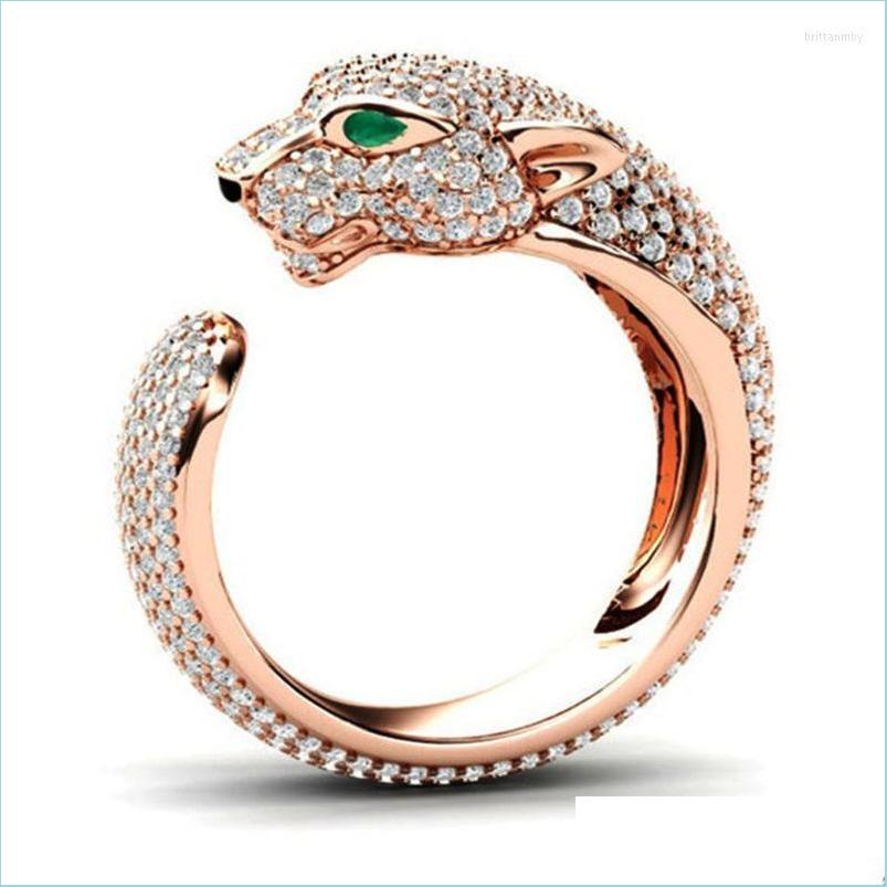 

Wedding Rings Wedding Rings Fashion Women Jewelry Ring Leopard Head Cz Sier Color Engagement Party Giftwedding Brit22 Drop Delivery 2 Dhbyz