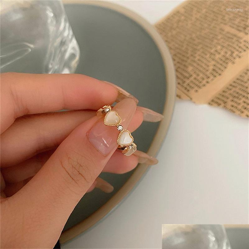 

Wedding Rings Wedding Rings Opal For Women Niche Design Trendy Heart Index Finger Anel Opening Ring Bridal Accessories Anillos Femal Dhoed