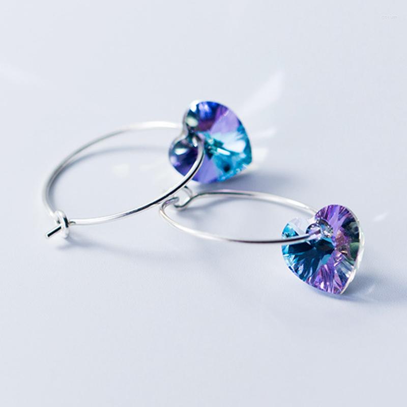 

Hoop Earrings Lovely Tassel Heart Drop Genuine 925 Sterling Silver Hanging Women Fashion Party Jewelry Gift