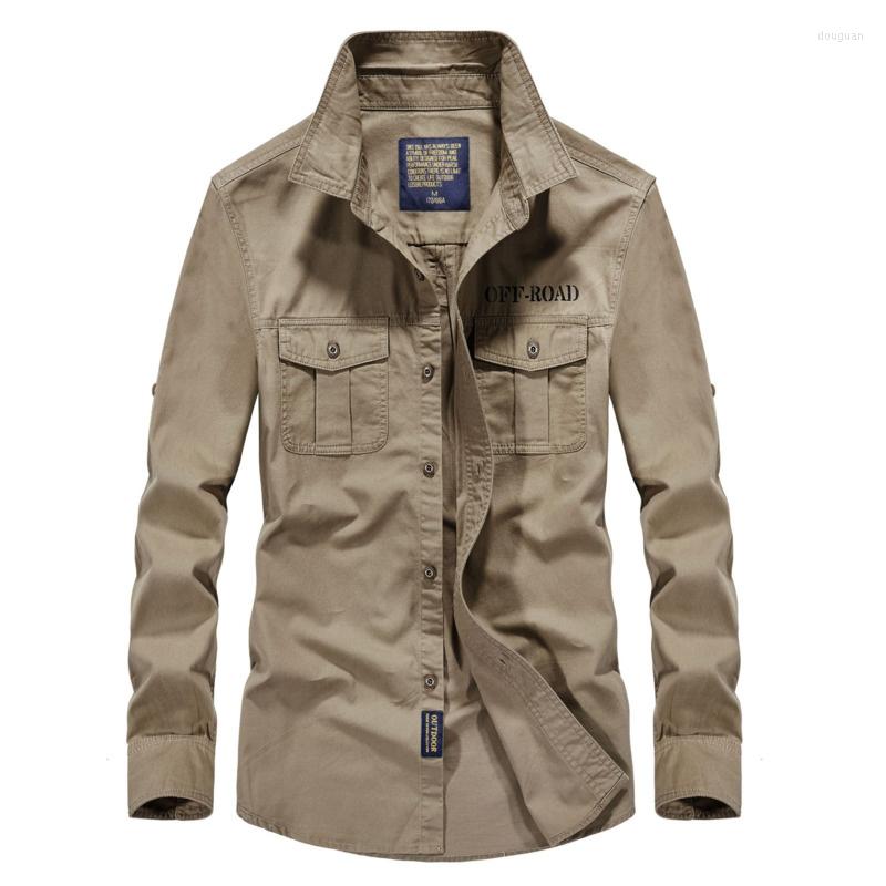 

Men's Casual Shirts 2022 Leisure Shirt Blouse Brand Military Army Men Cotton Long Sleeve Mens Plus Size 4XL Camisa Masculina, Army green