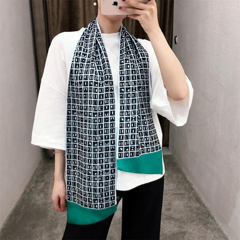 

Scarves 160cm Letters Small Square Twill Scarf Double-deck Women Tie Head Silk & Wraps Neckerchief For Ladies