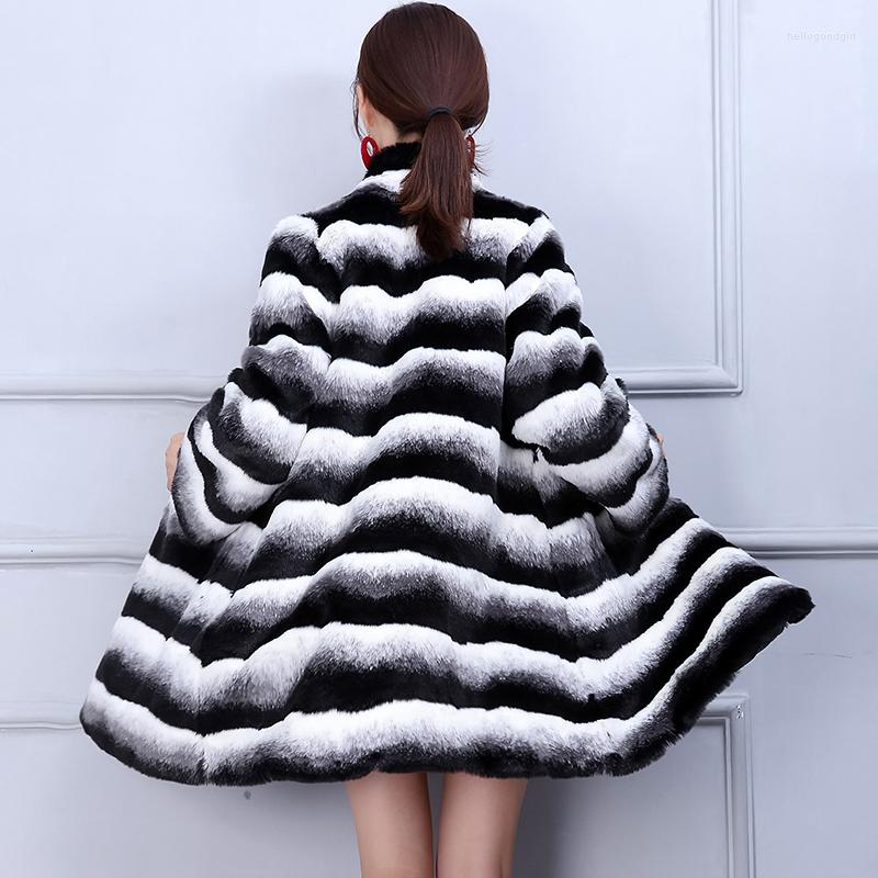 

Women' Fur Faux Jacket Women Winter Coat Striped Plus Size Mink Woman' 6xl Famale Jaket Chaqueta Mujer KJ297, White black