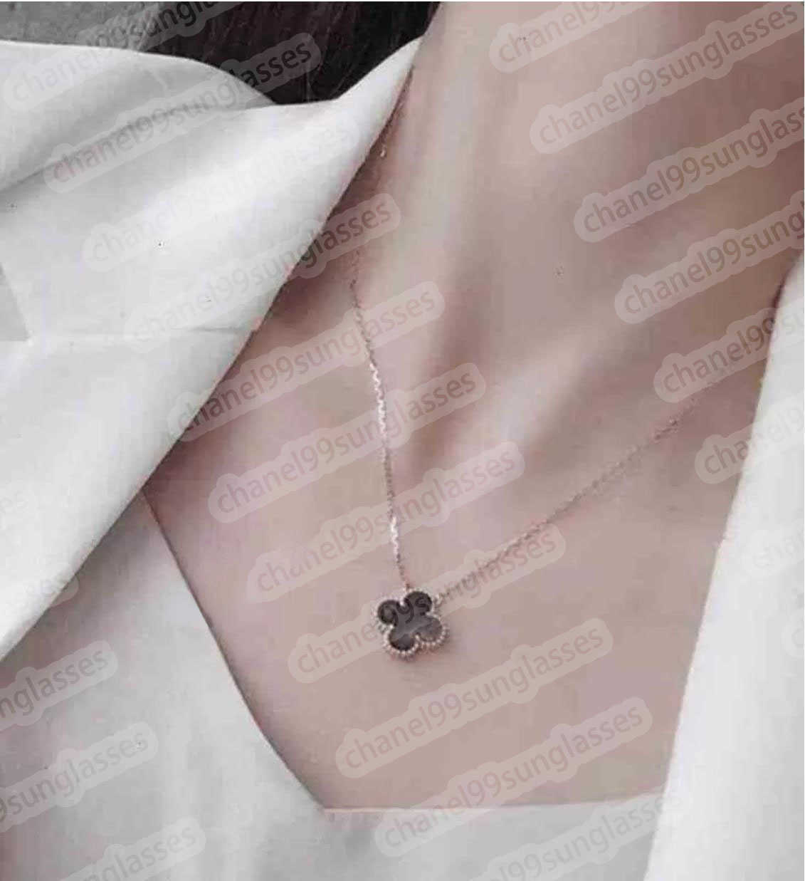 Fashion Classic Sweet Sterling Silver 4 Clover Necklaces Pendants Mother-of-Pearl Stainless Steel Plated 18K for Women&Girls linkA81