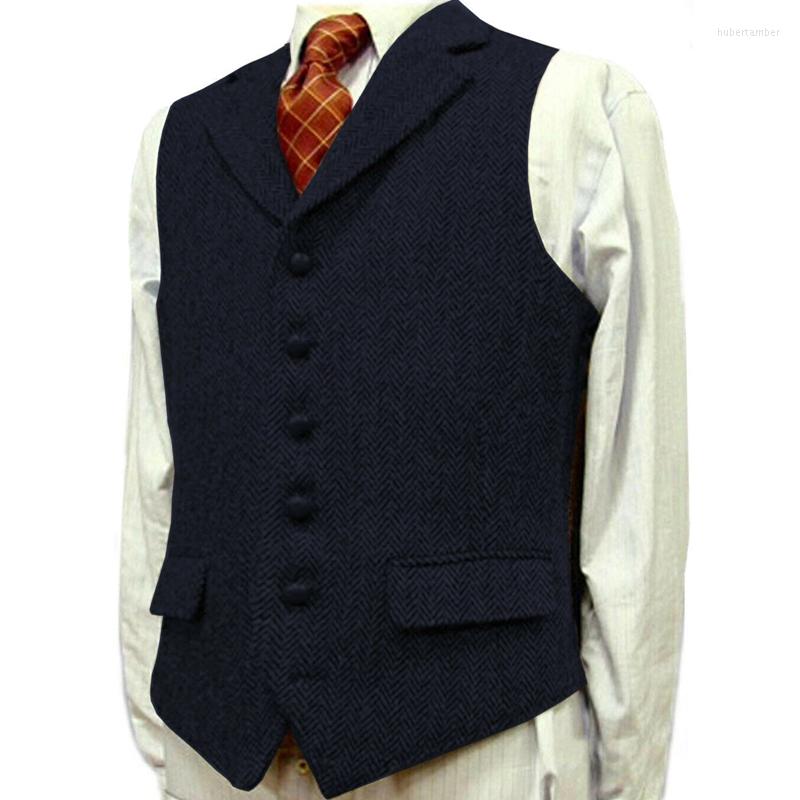 

Men's Vests Men's Vest Navy Blue Herringbone Slim Fit Waistcoat 6 Buttons Plus Size Male Casual Wear Wedding Warm Jacket Customize