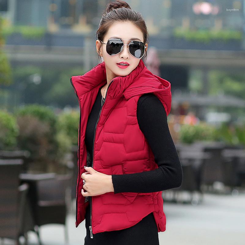 

Women's Vests Jackets Women Vest Hooded Warm Cotton Padded Sleeveless Parka Women's Clothing Coats Waistcoat Plus Size 5XL, Wine red b