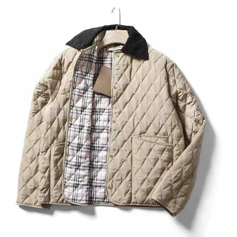 

Bb Winter Mens Down Jacket Designer Jackets Plaid Down Coat Men Windbreaker Women Work Style Cardigan Parka Coats, Khaki