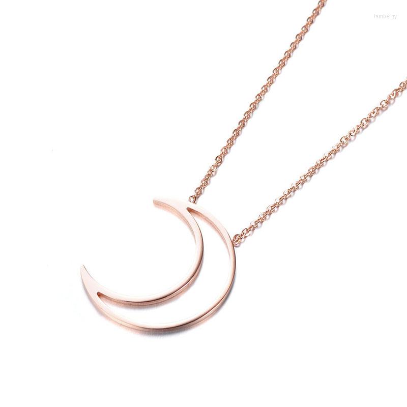 

Choker Classic Hollow Moon Pendant Necklaces Jewelry Titanium Steel Chokers Necklace For Valentine's Day Colare N17056
