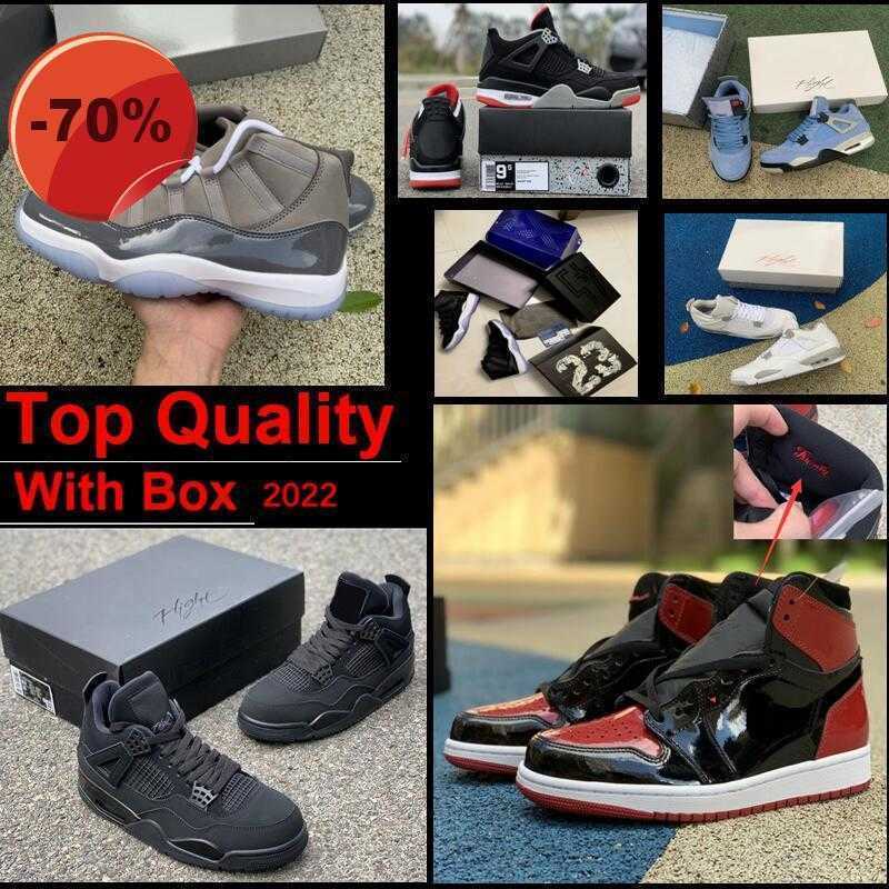 

Cool grey 11 CHERRY Patent Bred 1s Basketball Shoes 2022 Top Quality Real Carbon Fiber Court Purple 13s Black Cats 4s Fire Red Oreo Dark, Color-4