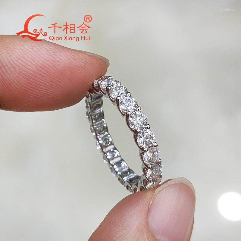 

Cluster Rings 0.1ct 3mm Round White Moissanite Eternity Band Customizable Specifications Ring 925 Sterling Silver Jewelry Engagement
