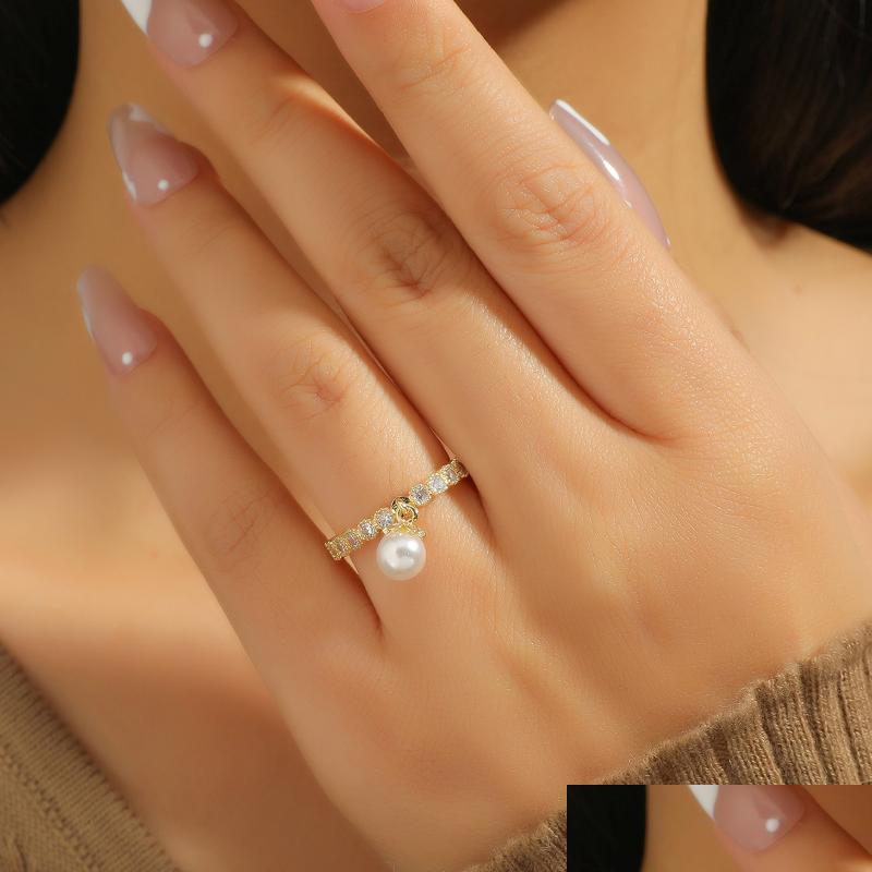 

Wedding Rings Wedding Rings Selling Fashion Design Sweet Pearl Pattern Open Ring Jewelry Gift For Ladieswedding Drop Delivery 2022 Dhigs