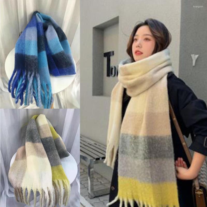 

Scarves 2022 Plaid Scarf Women Shawl Thick Wrap Scarve Femme Lady Hijab Stoles Winter Keep Warm Foulard And Men's Universal