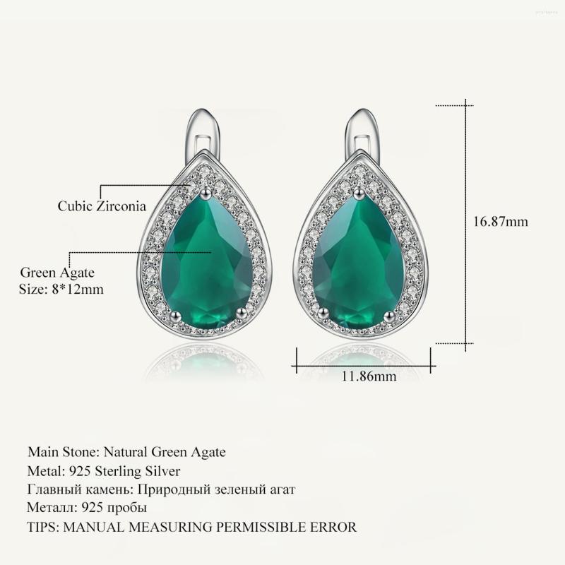 

Stud Earrings GEM'S BALLET Natural Green Agate Water Drop Gemstone 925 Sterling Silver Classic For Women Fine Jewelry