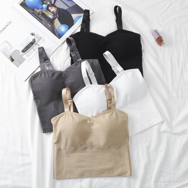 

Camisoles & Tanks Tank Tops Push Up Seamless Crop Top Bra Solid Women Sports Bras One Piece Wireless Adjustable Shoulder Strap Soft Running, Black