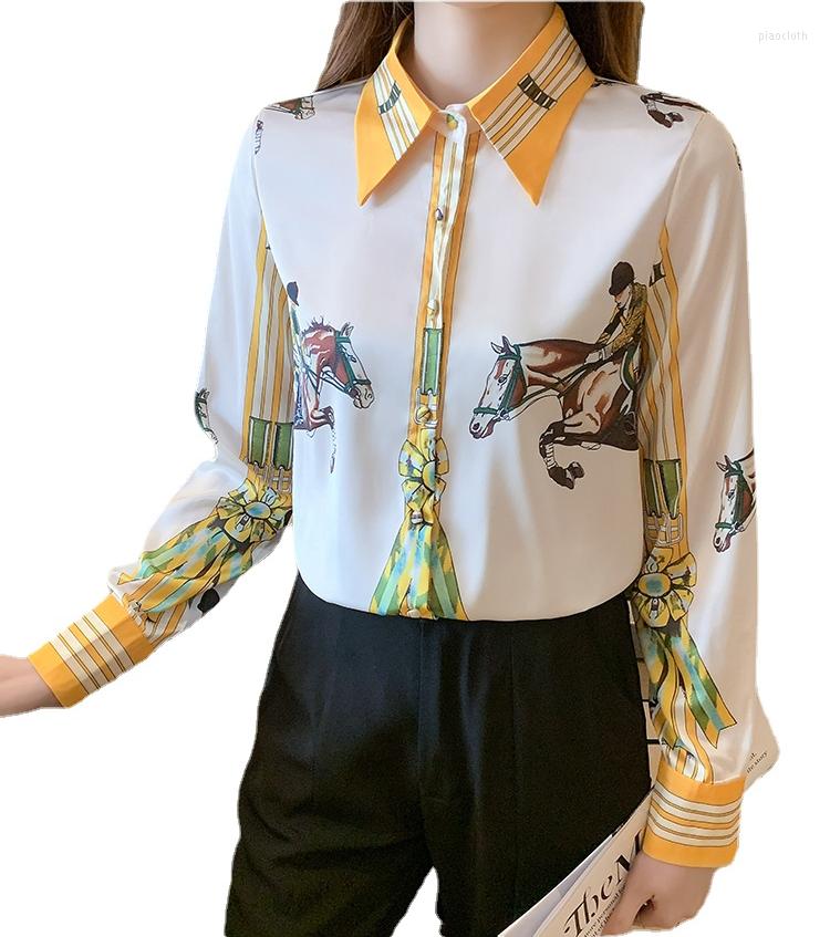 

Women' Blouses Fashion Women Print Shirts Femme Full Sleeve Printed Tops Fall 2022 Clothing Women-blouses Button Up