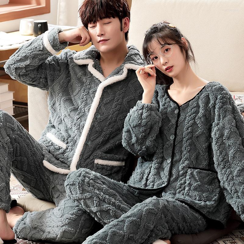 

Men' Sleepwear Thoshine Brand Winter Coral Fleece Couple Pajamas Sets Of Sleep Tops & Bottoms Men Women Warm Flannel Home Clothing, K507