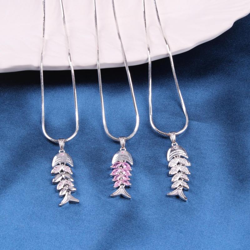 

Pendant Necklaces 2022 Fashion Women's Fishbone Necklace Handmade Design Collarbone Chain Original Fish Accessories Jewelry Friends